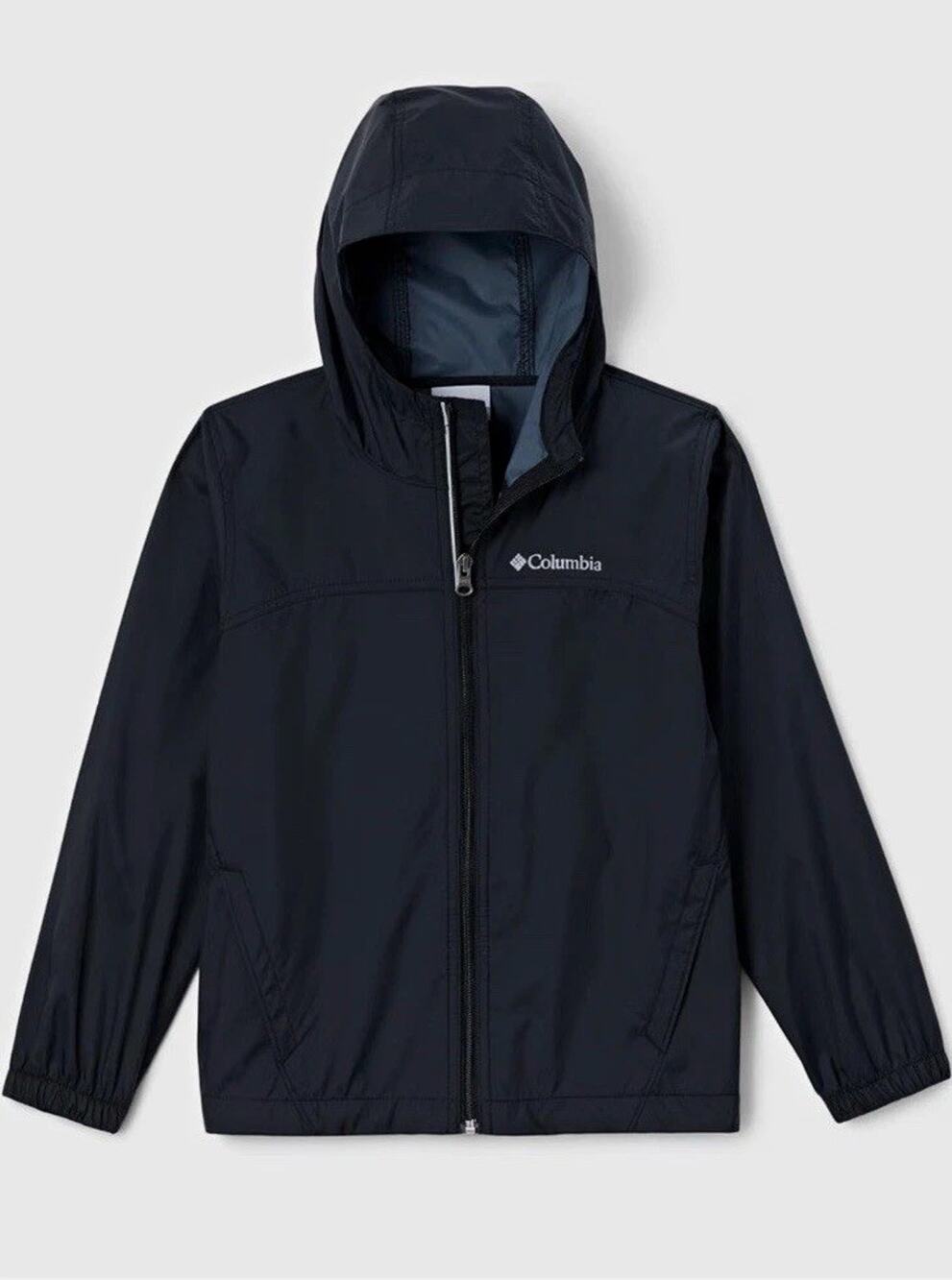 Columbia Youth Boys XL Glennaker Black Hooded Full Zip Nylon Rain Jacket